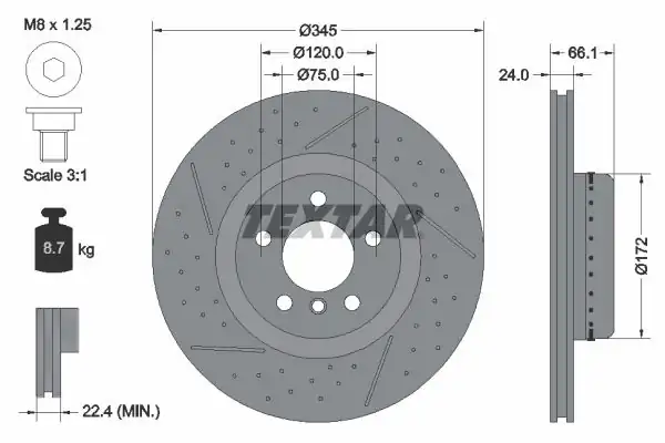 TEXTAR 92265225 | Fren Diski F 20 30 Arka Delikli 2 Adet