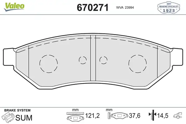 Valeo 670271 Fren Balatası Arka Chevrolet Epica 05 10 Avenda 05 10
