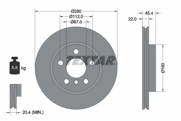 TEXTAR 92279203-2 | Fren Diski Ön 2f45 F46 Mini F54 F55 F56 F57 Bm 14 19 2 Adet
