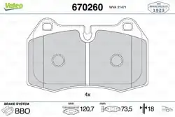 VALEO 670260 | Fren Balatası Ön BMW E38 7.28-7.30
