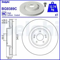 DELPHI BG9389C | Fren Diski (Tekli Paket)-Boyalı, Delikli