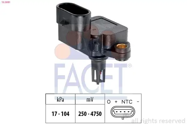 FACET 10-3081 | Hava Basınç Sensörü Fiat Brava Bravo Ducato Marea Palio Panda Punto Stilo Lancıa 1 2 1 6 16v