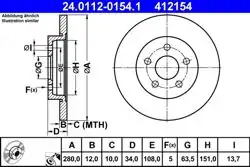 ATE 24.0112-0154.1 | Fren Diski Mondeo 00-07 Arka | 2 Adet