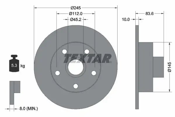 TEXTAR 92072103 | Fren Diski VW A4 94 01 Arka 92072100 2 Adet