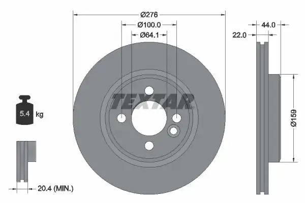 TEXTAR 92262403 | Fren Diski Mini Cooper Ön R 50 52 53 Tek
