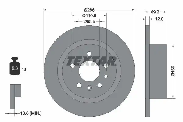 TEXTAR 92067003 | Fren Diski Opel Omega B Arka 2 Adet