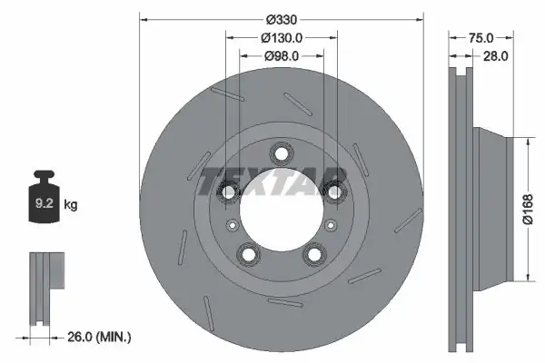 TEXTAR 92220707 | Fren Diski Porsche Panamera Arka Sağ