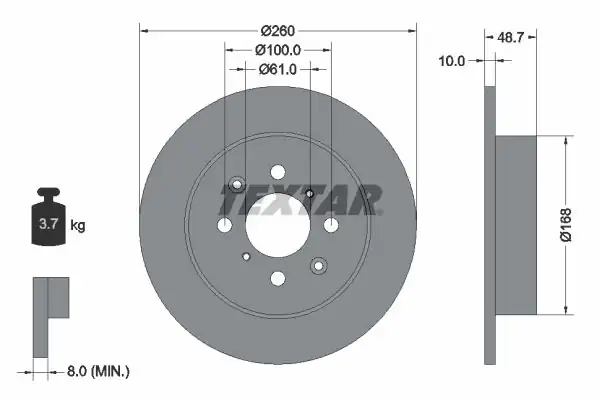 TEXTAR 92125300 | Textar Fren Diski Civic HB 96 01 Arka C 260 2 Adet