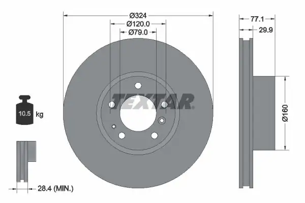 TEXTAR 92058300 | Fren Diski E 38 39 Ön 535 540 735 740 Tek