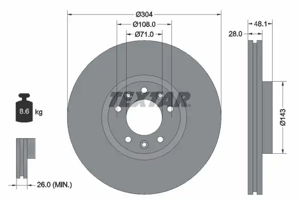 TEXTAR 92232303 | Fren Diski Opel Combo E Grandland X 304mm Ön 2 Adet