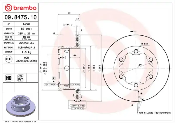 BREMBO 09847510 | Fren Diski Arka Mercedes Sprinter B901 B904 VW LT 28 35 46 Çift Teker