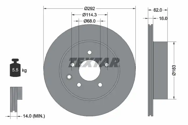 TEXTAR 92144003 | Fren Diski Pro 2 Adet