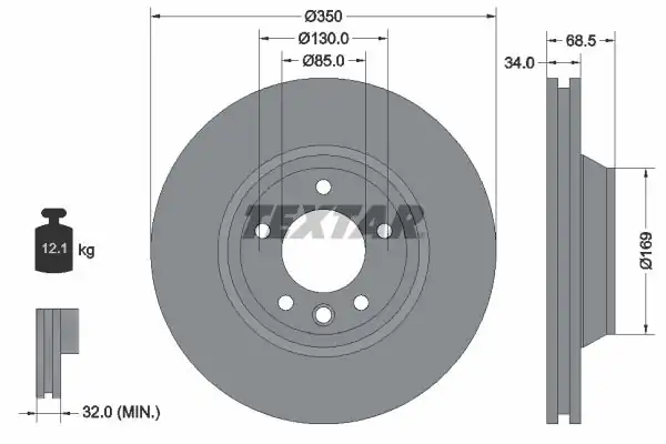 TEXTAR 92121705 | Fren Diski VW Touareg Q7 Ön Sol 350x34