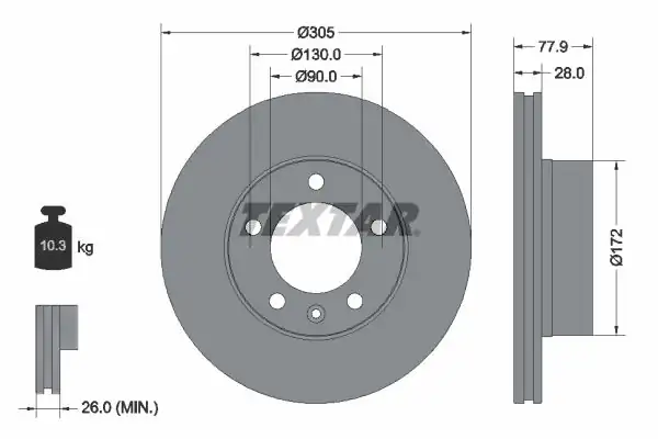 TEXTAR 92115903 | Fren Diski Opel Movano A Master II 305mm Ön 2 Adet
