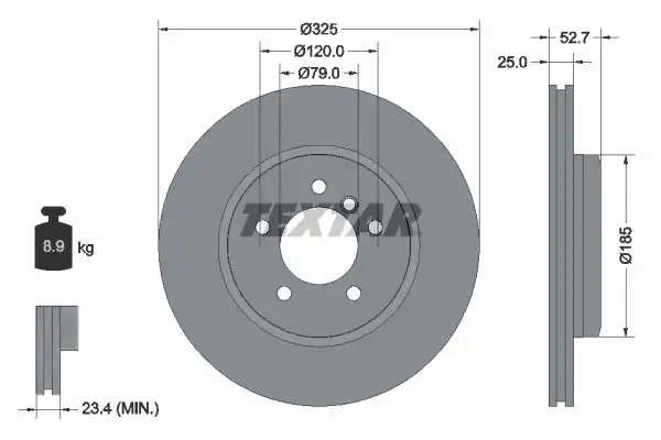 TEXTAR 92106905 | Fren Diski E 46 Ön 3 25 3 30 Tek