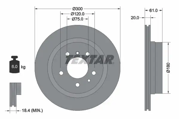 TEXTAR 92071300 | Fren Diski E 34 Arka M 5 3421 1 165 265 2 Adet