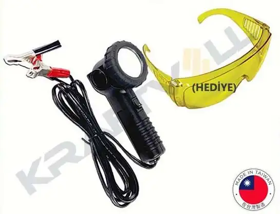 KRAFTVOLL 19015004 | UV Kaçak Tespit Lambası 90 Derece Donebilen 60w Cantali 12volt Gözlük Hediyeli