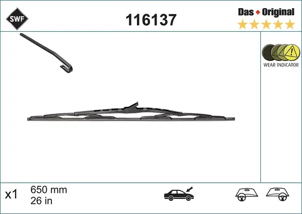 Valeo 116137 116169 Silecek Süpürgesi Swf Yolcu Tarafı 650mm Renault Twingo Citroen Xsara Picasso Jumpy