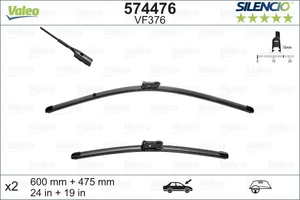 Valeo 574476 Ön Silecek Takım 600 475 mm Audi Q2 17 Golf VI Jetta Passat Aerotwin