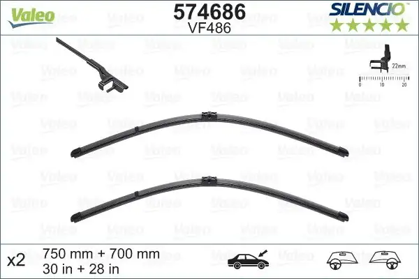 Valeo 574686 Flat Blade X2 Vm486 Renault Espace 4 750 700 Silecek Bınek İthal Fırsat Ürünü
