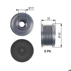 GATES OAP7140 | Alternatör Kasnağı 01-Bxr-Exp-406-307-Jmp-Jpy-C5-C4 2.0Hdi Bosch