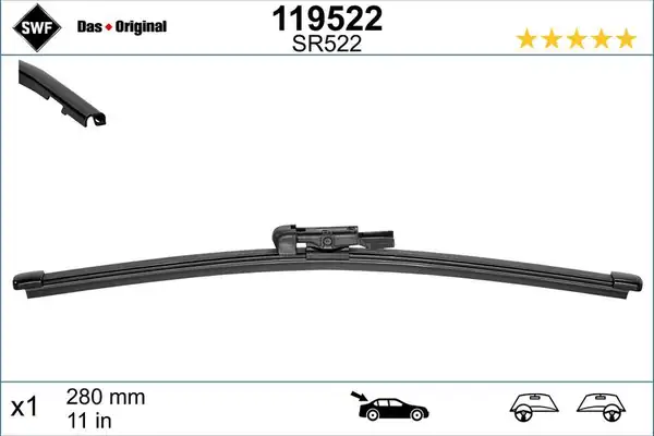 Valeo 119522 Silgi Süpürgesi Arka 280 mm Bmw E81 E87 Mini R55 R56