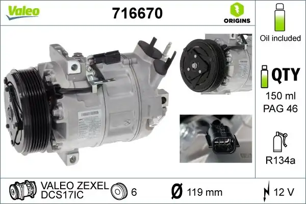 Valeo 716670 Klima Kompresörü Nissan Qashqai X Traıl 2 0 2007 2013 Mr20de