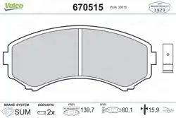 VALEO 670515 | Fren Balatası Ön Mitsubishi Pajero 3.2Dı 3.5Gdı 00-/Mazda