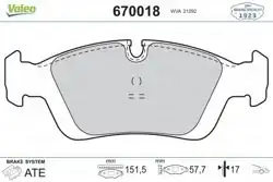 VALEO 670018 | Fren Balata Ön BMW E36/E46/E85 151mm <98-05