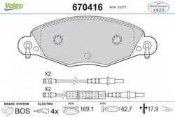 VALEO 670416 | Fren Balata Ön 01-05 C5 2.2Hdi 05-2.0-2.2Hdi