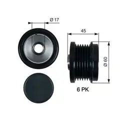 GATES OAP7155 | Alternatör Kasnağı Ford Fiesta VI/Focus III/C-Max/Kuga II/Mondeo/S-Max/Transit Connect/Courier 1.5-2.0 TDCi