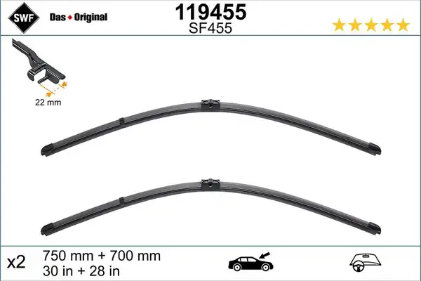Valeo 119455 X2 Renault Espace 09 02 750 700 Silecek Bınek İthal E F U