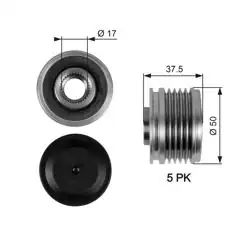 GATES OAP7053 | Alternatör Kasnağı Mitsubishi Colt VI 1.5D 04-13, Mercedes A/B/Vaneo, Smart