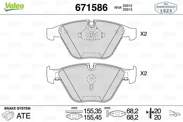 VALEO 671586 | Fren Balata Ön 03-10 3-Seri (E90) 5-Seri (E60) 7-Seri (E65-E66)