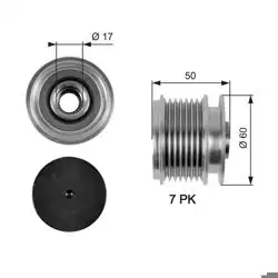 GATES OAP7058 | Alternatör Kasnağı 03-C-Seri (W203-W204) E-Seri (W212-S212)