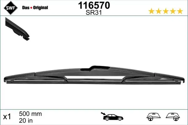 Valeo 116570 Arka Silecek Süpürgesi 500mm Citroen C5 Laguna II Nissan Primera