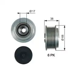 GATES OAP7185 | Alternatör Kasnağı Toyota Corolla 04-07 Auris 07-12 1.4 D-4D; Sonata V 2.0/2.4