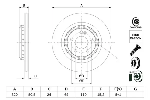 Bosch 0986479h39 Fren Diski Arka Mercedes S Class W222 C217