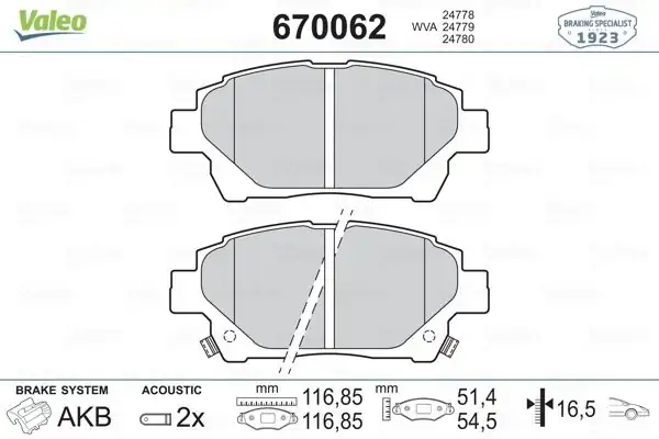 Valeo 670062 Fren Balata Ön Corolla Verso 99 04