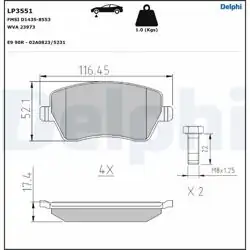 DELPHI LP3551 | Fren Balata Ön 05-Clio.III-Mds-Micra 13-Clio.IV-Cıtan