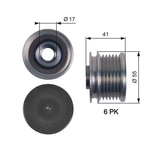 GATES OAP7115 | Alternatör Kasnağı 07-Pt.207-208-308-508-2008-3008-Prt-Brl-C4-C5-Ds3-Ds4-Ds5 1.6 16V
