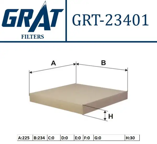 GRAT 23401 | Kabin Filtresi Honda Accord 03 08 Civic 07 11 CRV 07 11