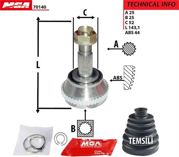 MGA 70140 | Aks Kafası Dış Fiat Tempra 2 0 ABS li Dıstan Segmanlı