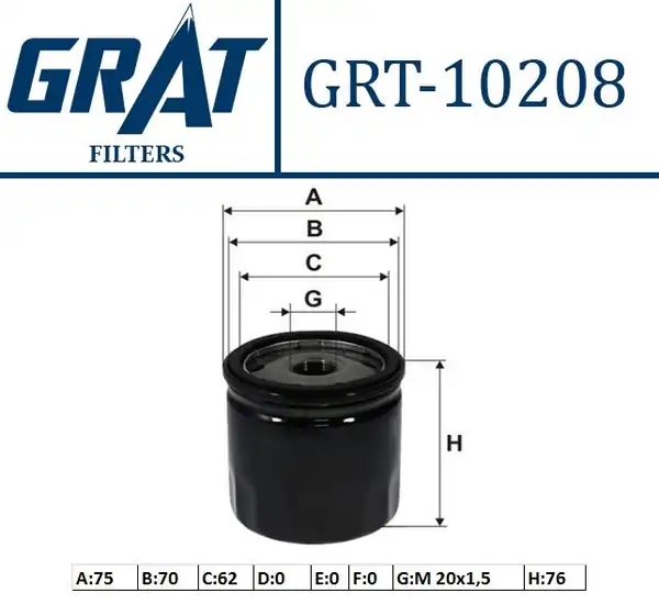 GRAT 10208 | Yağ Filtresi Fiat Doblo 1 9 Bravo İ 1 9 2 0 Marea 1 9 Palio 1 9 Punto