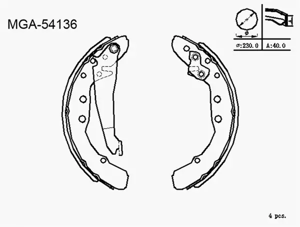 MGA 54136 | Kampana Balata 230 40 VW Caddy 83 03 Passat 88 97 Audi A100 77 93