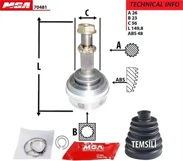 MGA 70481 | Aks Kafa Dış ABS li Toyota Corolla 95 02 Ae100 Ae101 Ae111 26 23 56 48