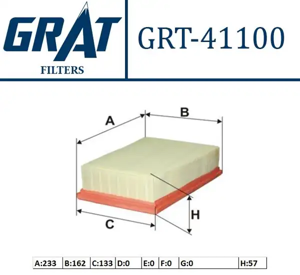 GRAT 41100 | Hava Filtresi Nissan Qashqai 07 12 X-Trail 08 12 Renault Kaleos 07 12