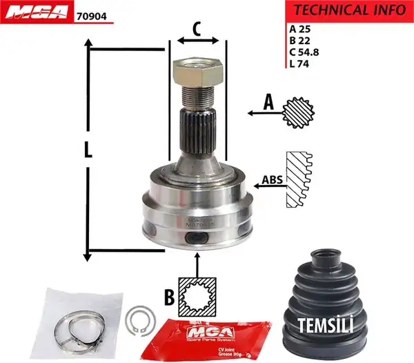 MGA 70904 | Aks Kafası Dış Sağ Sol Peugeot 405 1 6 87 92 1 9 1 9d 87 98 Cit Bx 1 9gti 88 93 1 6 Bx 88 94