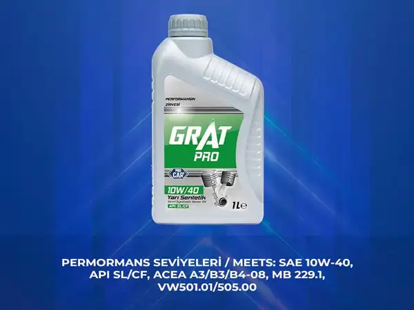 GRAT 610401 | Motor Yağı 1 Litre 10w40 Yarı Sentetik Api Sl Cf 12 Adet