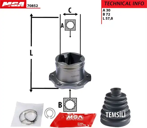 MGA 70852 | Aks Kafası İç VW Golf IV Bora Polo Seat Toledo Cordoba Ibiza Skoda Octavia Fabia 1 4 TDI 1 6 Otm.